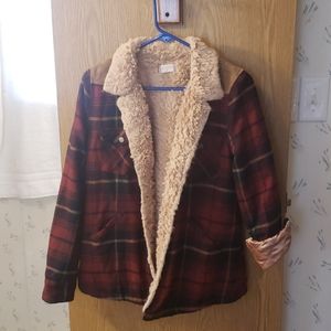Altar'd State Plaid Soft Sherpa Lined Shirt Jacket